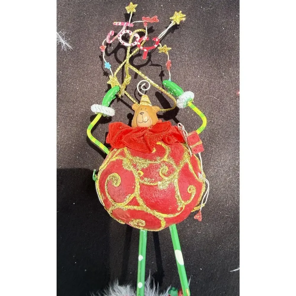 Vintage Katherines Collection Dangle Leg Joy Bear Christmas Ornament Rare! -K2